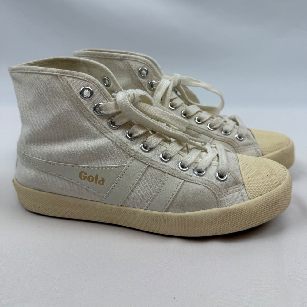Gola CLA205 Coaster High Top Canvas Sneakers Cream White Womens US 7‎